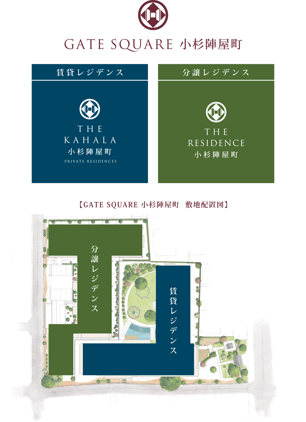 GATE SQUARE 小杉陣屋町 賃貸レジデンス THE KAHALA 小杉陣屋町 分譲レジデンス THE RESIDENCE 小杉陣屋町